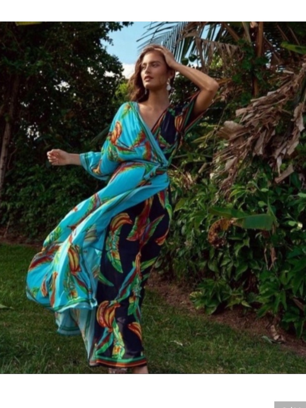 Farm Rio Mixed Banana Wrap Maxi Dress